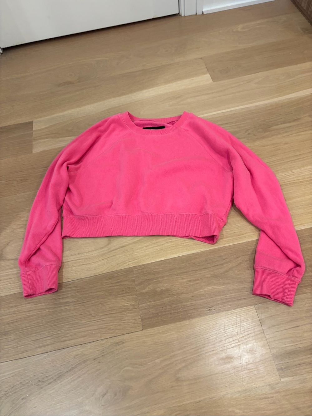 Katie J NYC Cropped Crewneck Sweatshirt - Pink